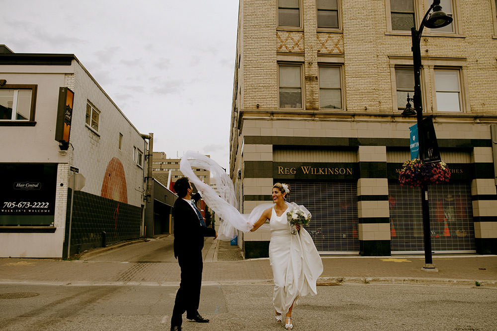 sudbury wedding photography bride and groom walking