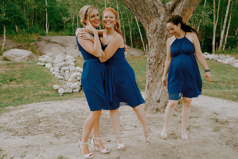 sudbury wedding photography brides maids hugging