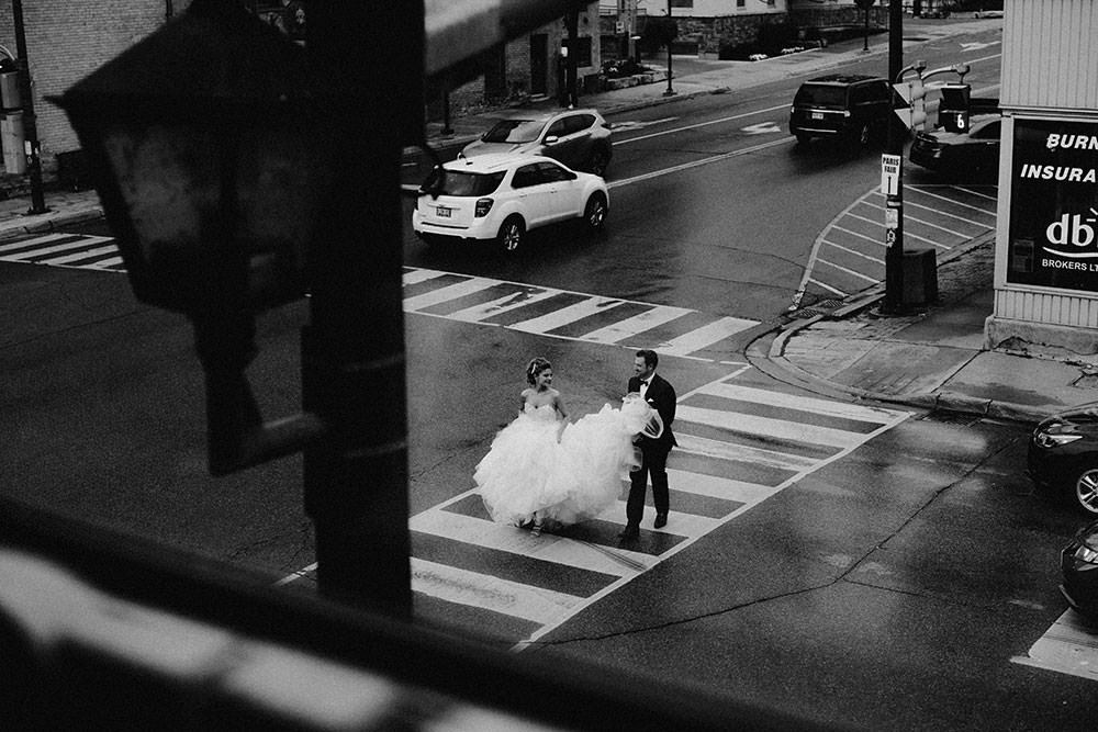 Paris Ontario Wedding bride and groom walk candidly