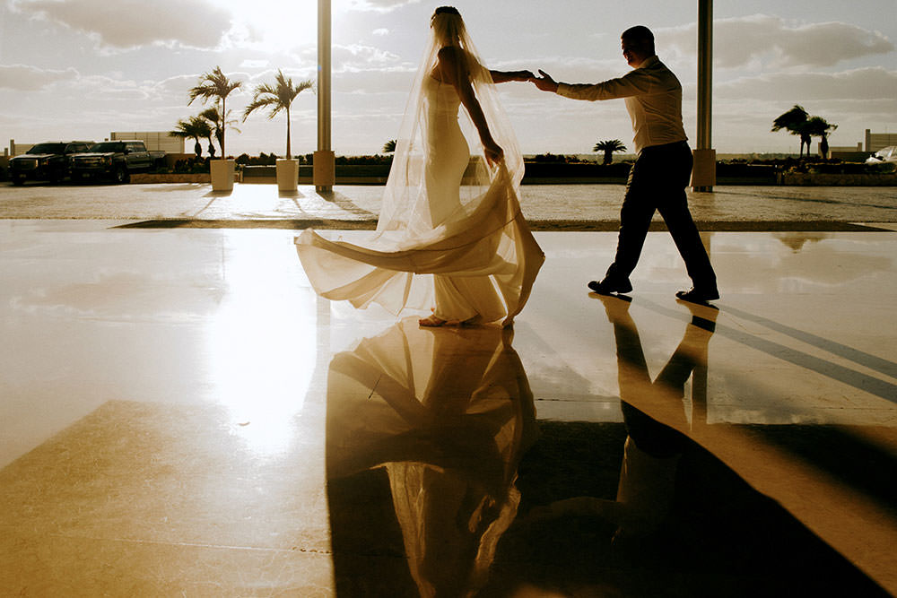 Royalton Riviera Cancun Wedding couple dance in sunset