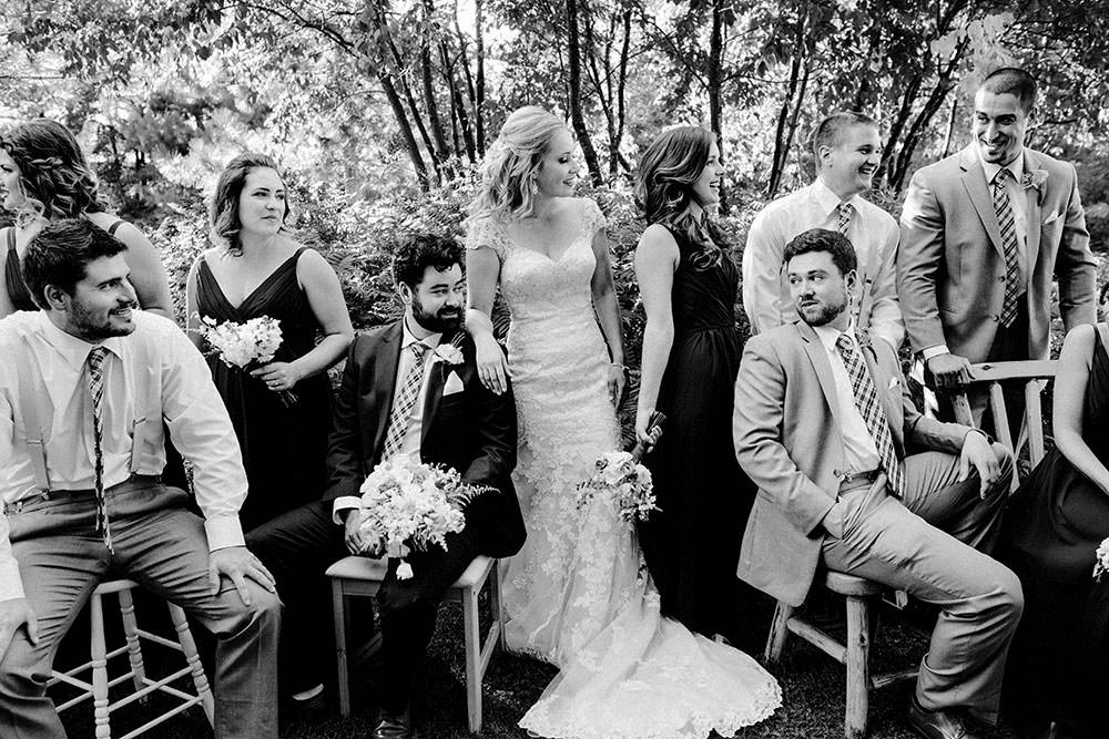 sudbury bridal party laugh together
