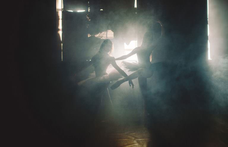 dancers in smoke at dance evolution in sudbury Ontario for a creative photography session