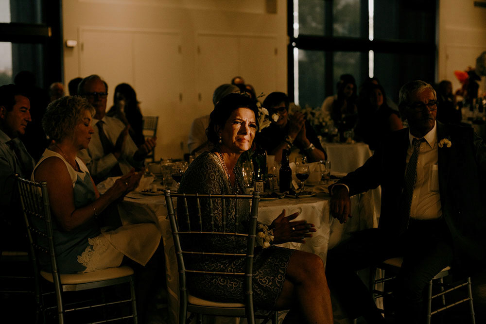 Best Wedding reception Photography of mother of the bride crying during speech