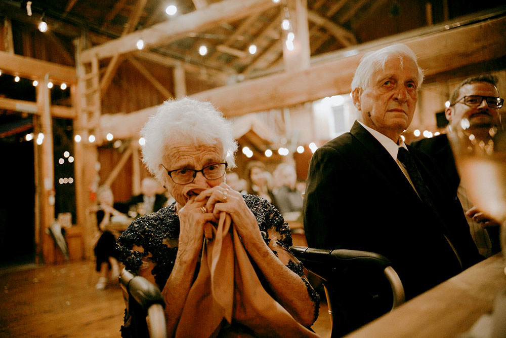 Best Wedding reception Photography of grandparents crying during speech