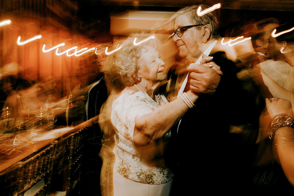 Best Wedding reception Photography of grandparents dancing on the dance floor