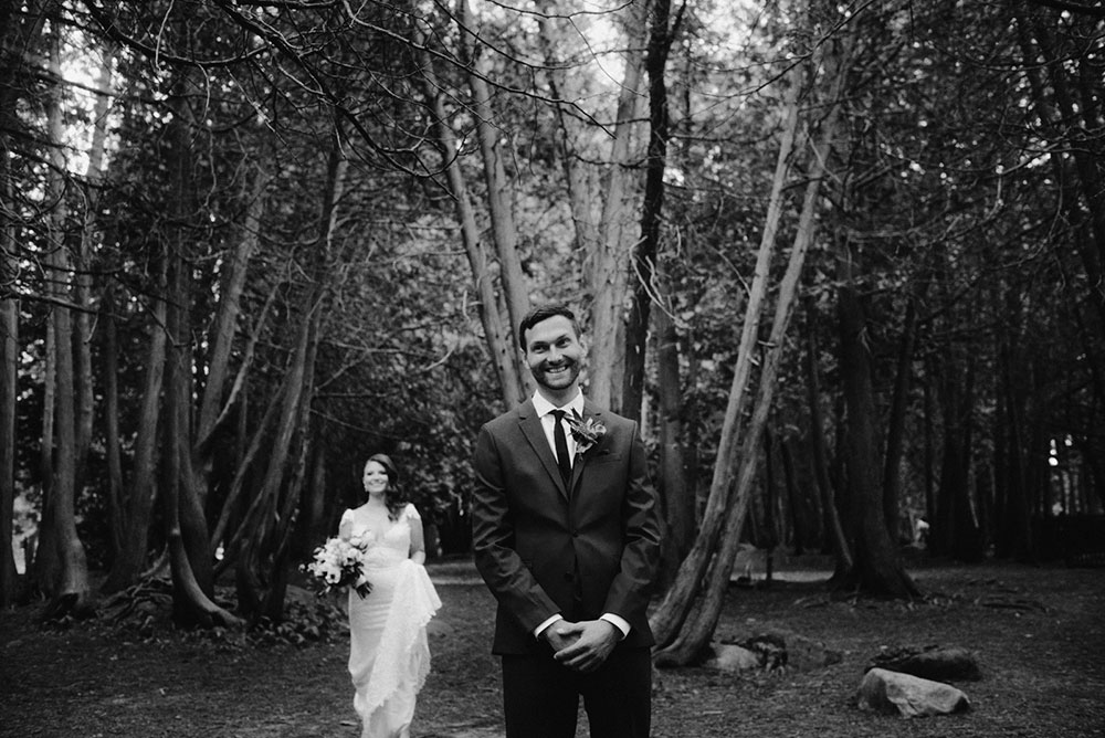 elora mill hotel elopement bride and groom prepare for their reveal