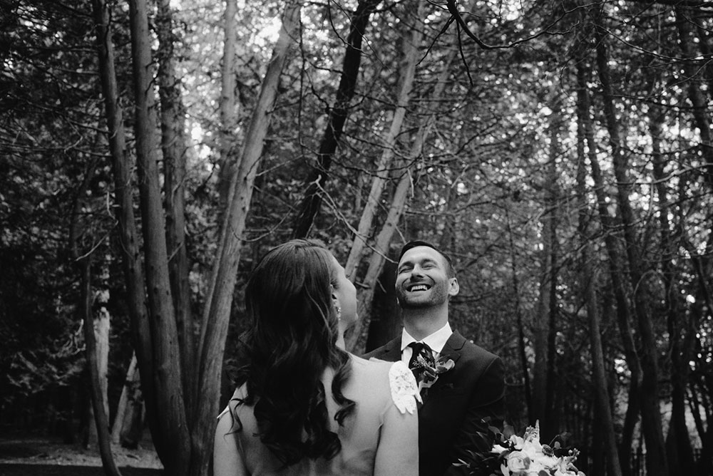 elora mill hotel elopement bride and groom prepare for their reveal