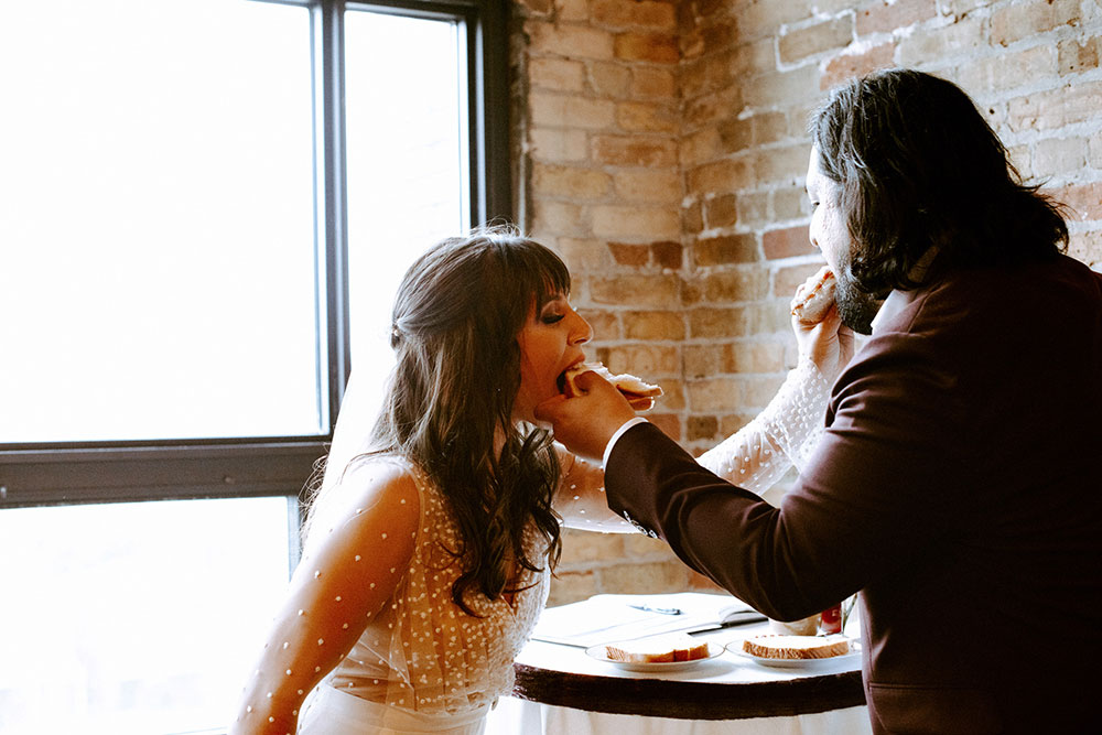 The Burroughes Toronto Wedding couple say their vows at ceremony