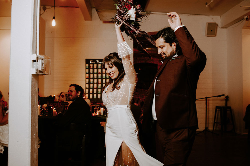 The Burroughes Toronto Wedding Couple celebrate during wedding reception