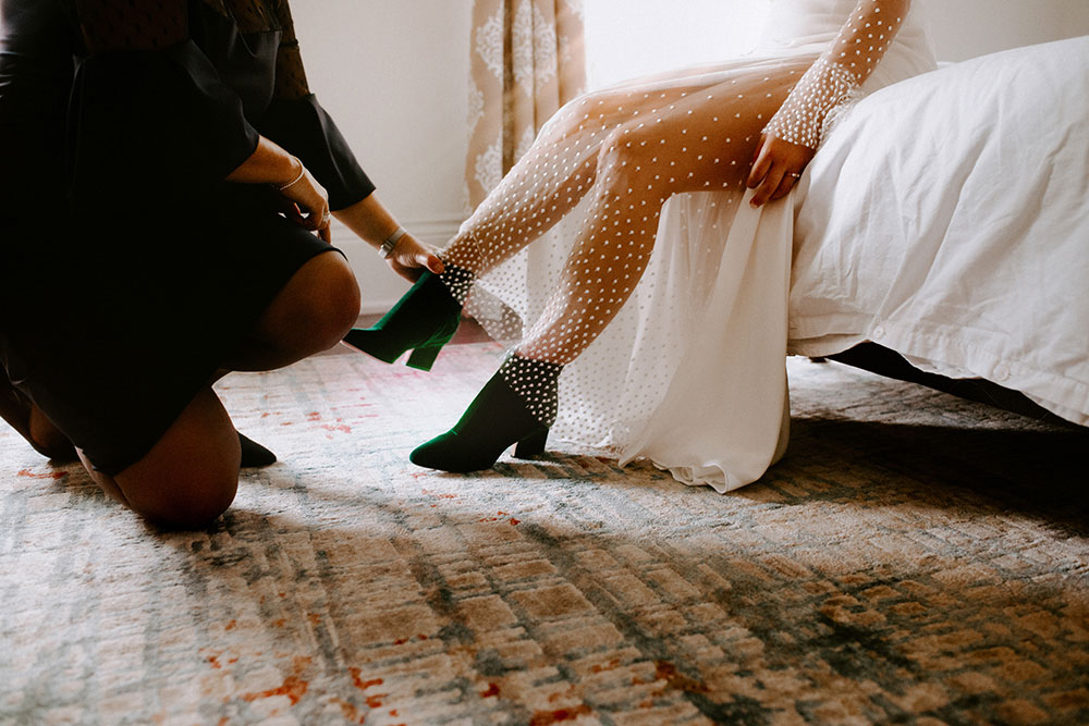 The Burroughes Toronto Wedding detail photography of jimmy choo wedding booths