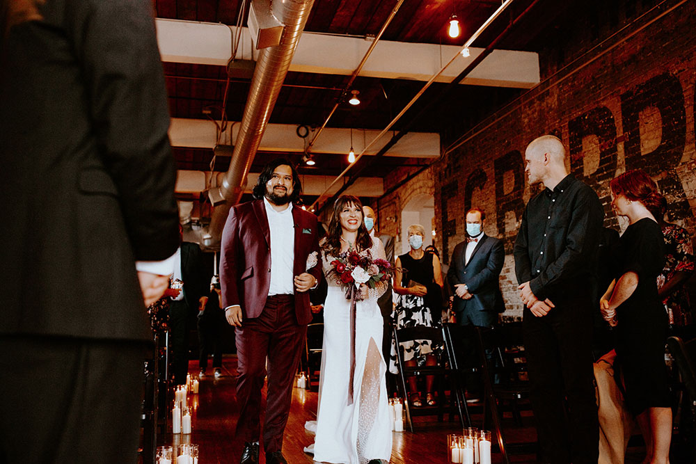 The Burroughes Toronto Wedding couple say their vows at ceremony