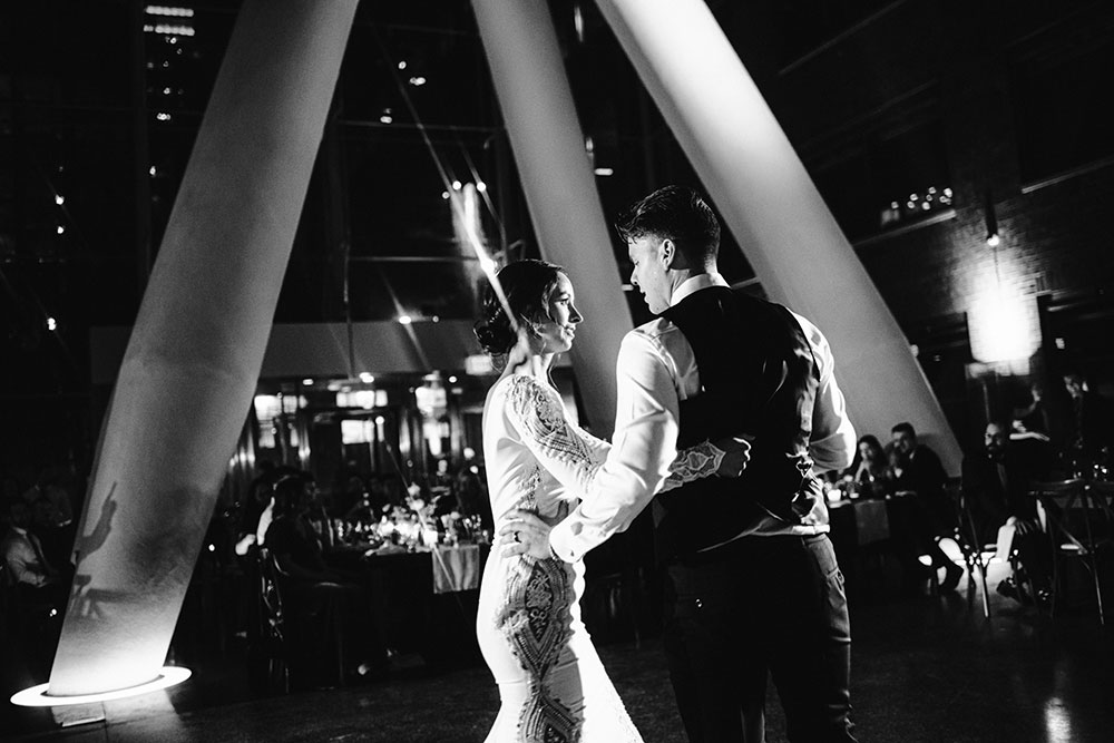 Ricarda's Atrium Toronto Wedding bride & groom share first dance