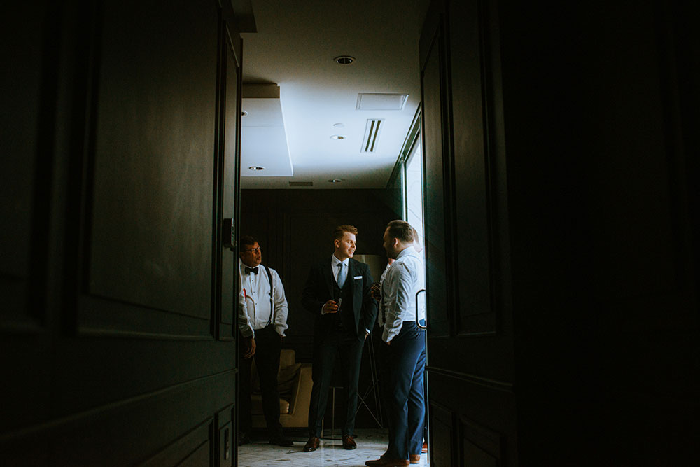 Shangri-La Hotel Toronto Wedding groom gets ready in his suite