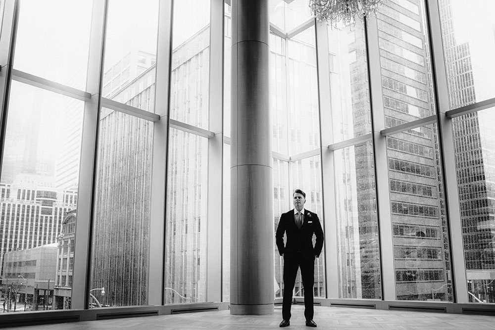 Shangri-La Hotel Toronto Wedding bride & groom take a moment before the reveal