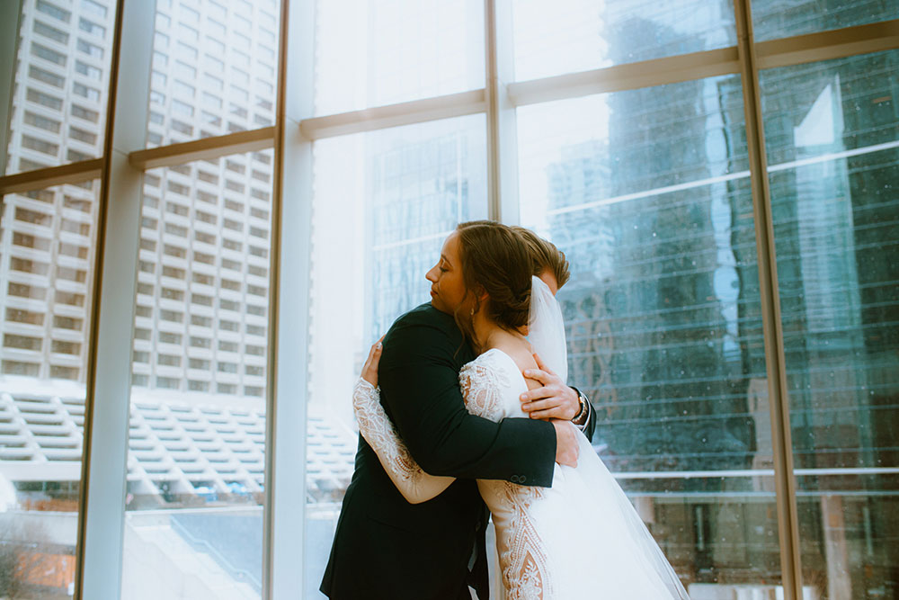 Shangri-La Hotel Toronto Wedding groom cries at the site of his beautiful bride 