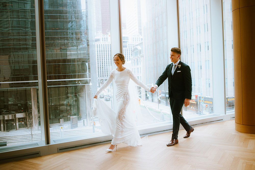 Shangri-La Hotel Toronto Wedding bride & groom dance in museum room