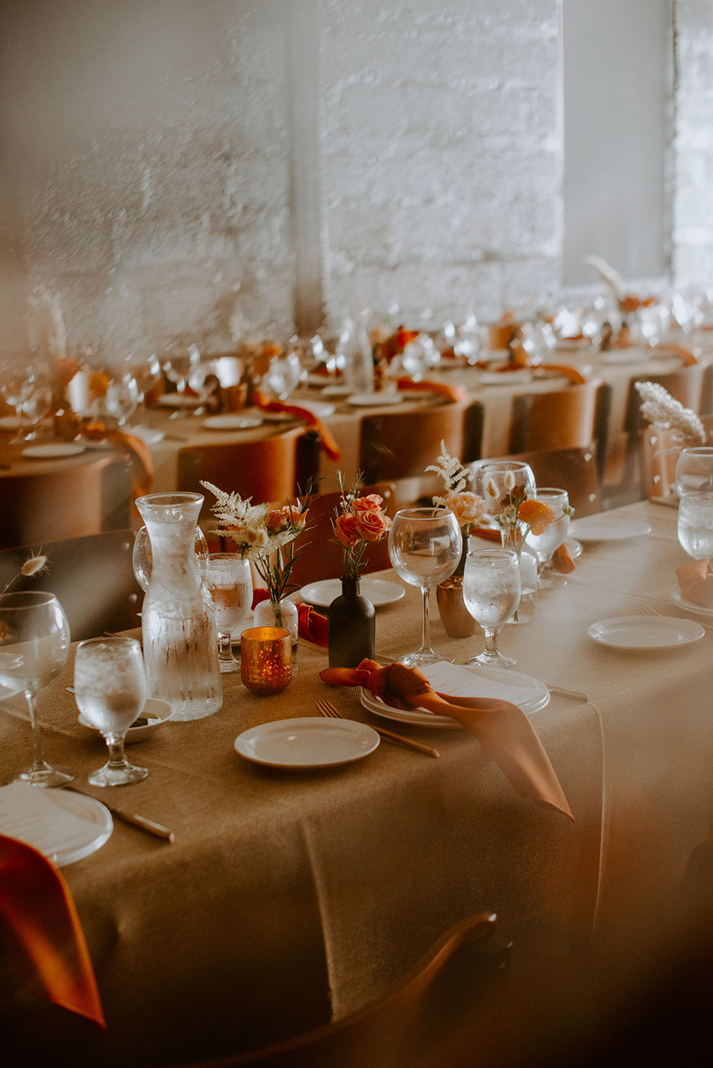 table setting at Respect is Burning Kitchen for a wedding by Inspire design studio