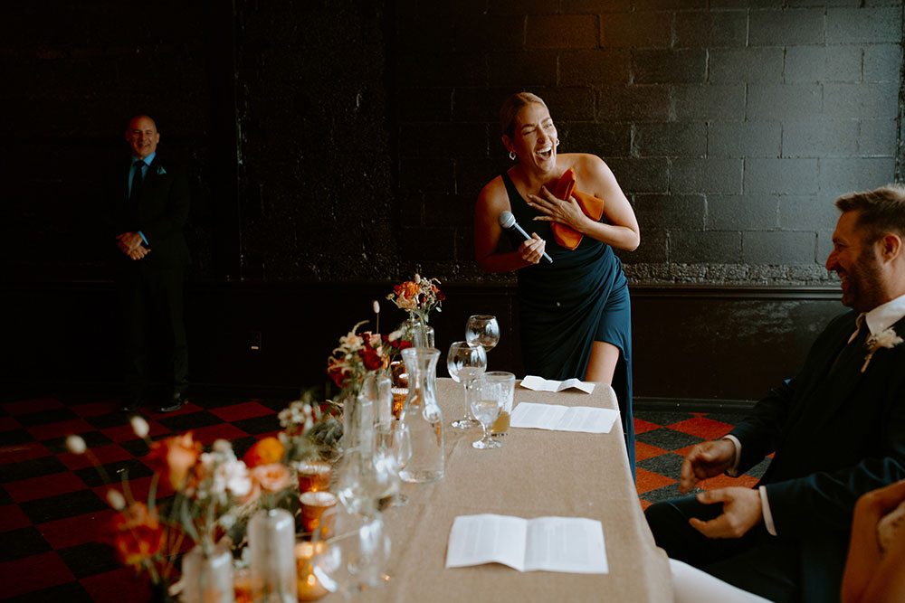 maid of honour gives her Speech at respect is Burning Kitchen in Sudbury