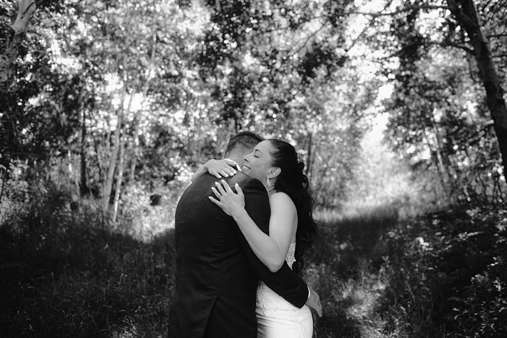 newlyweds embrace after their first look