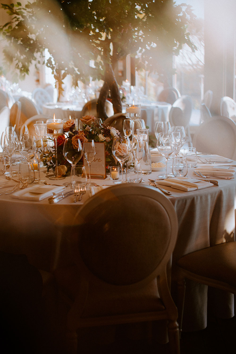 gorgeously decorated table at this Arlington Estate wedding