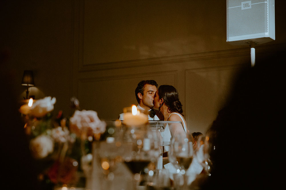 newlyweds kiss at this Arlington Estate wedding