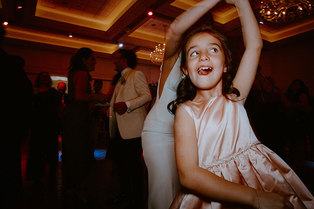 girl dances at this Arlington Estate wedding