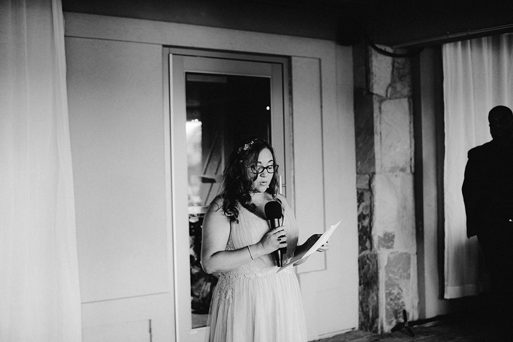 bridesmaid gives speech at this Bayview Golf Wedding