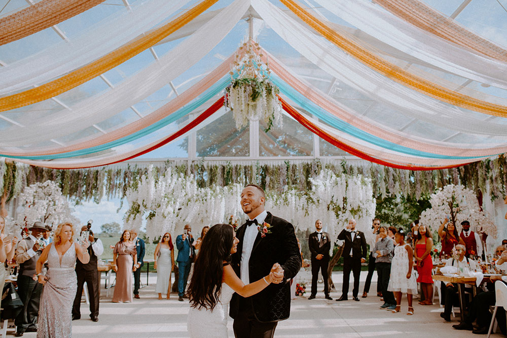 first dance as newlyweds at the Catana Estate