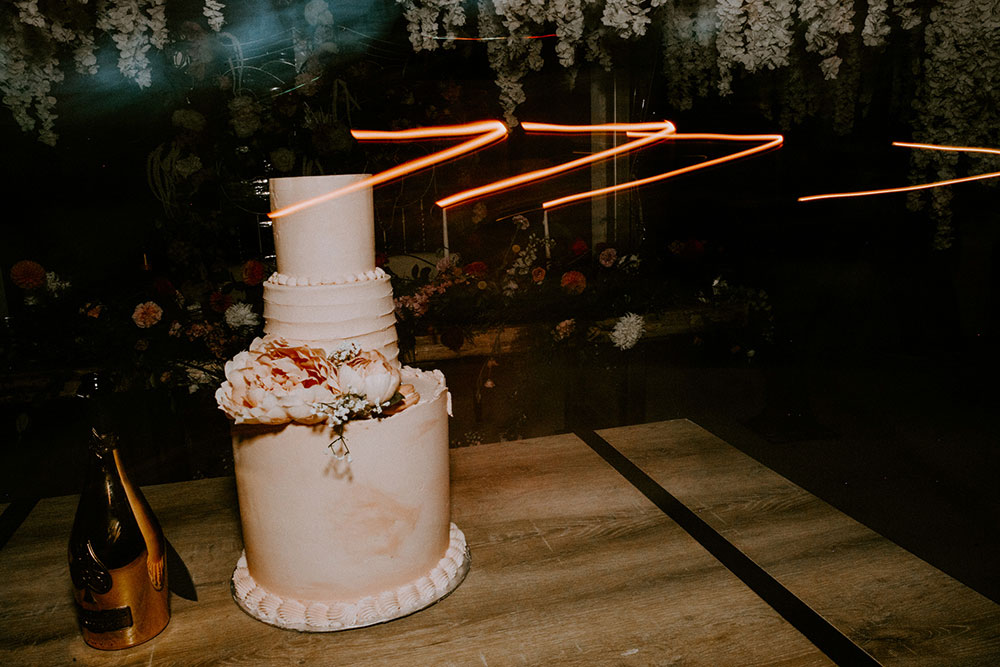 the wedding cake ready to be cut at the Catana Estate