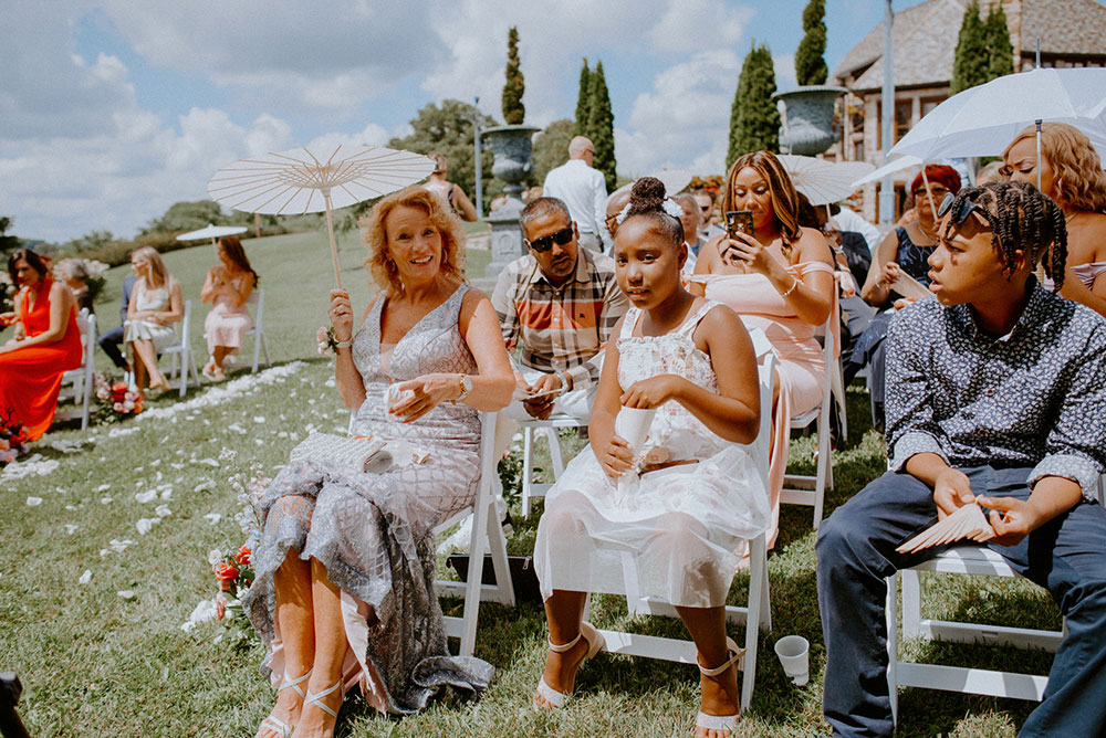 guests await the bridal party entrance at the outdoor ceremony at the Catana Estate