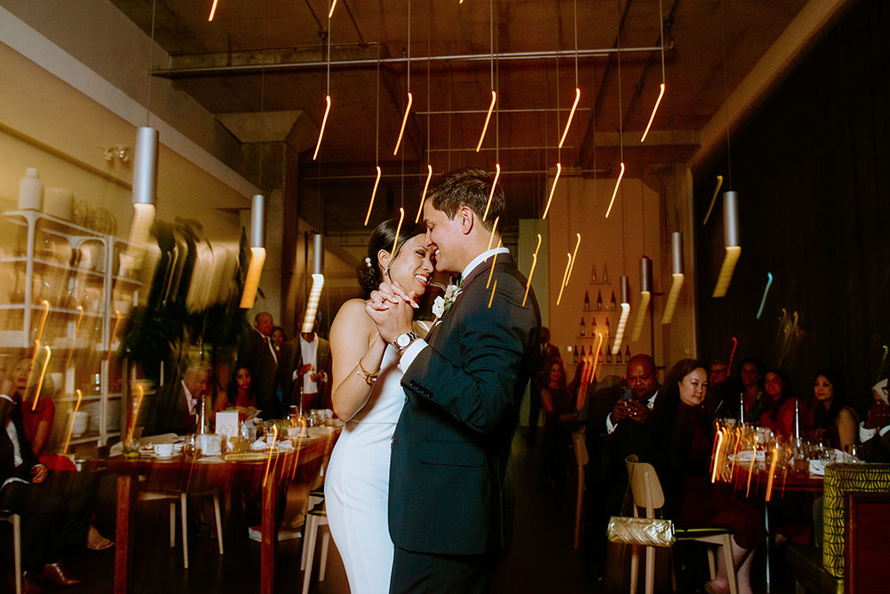 mildred's temple kitchen wedding photography of the wedding couple sharing their first dance