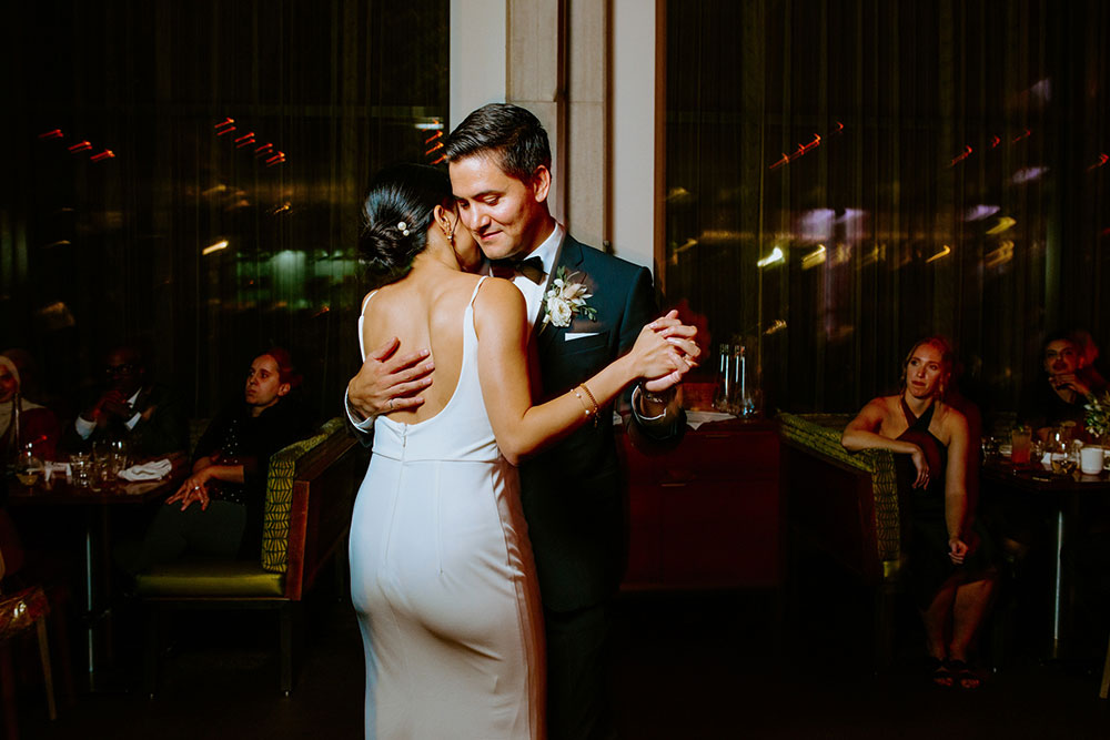 mildred's temple kitchen wedding photography of the wedding couple sharing their first dance