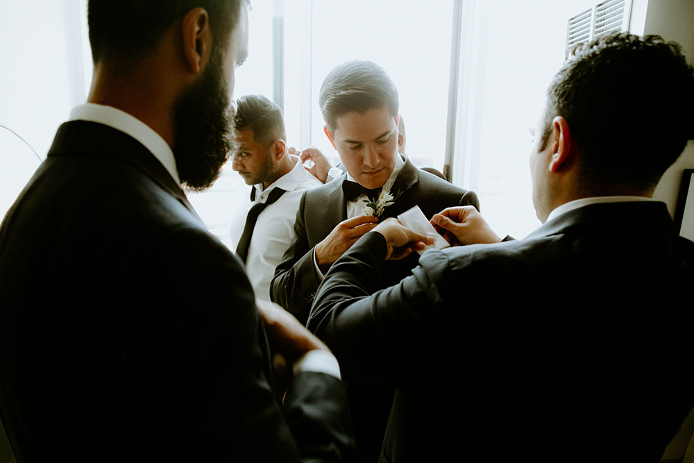 mildred's temple kitchen wedding photography of the groom getting ready