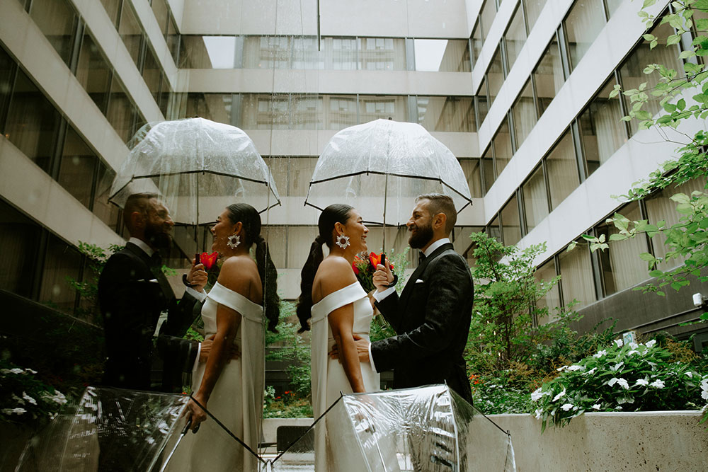 Sassafraz Yorkville Wedding Photography of the bride & groom about to share their reveal at the W hotel 