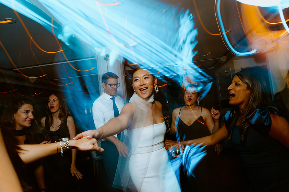 Sassafraz Yorkville Wedding Photography of the wedding party dancing on the dance floor