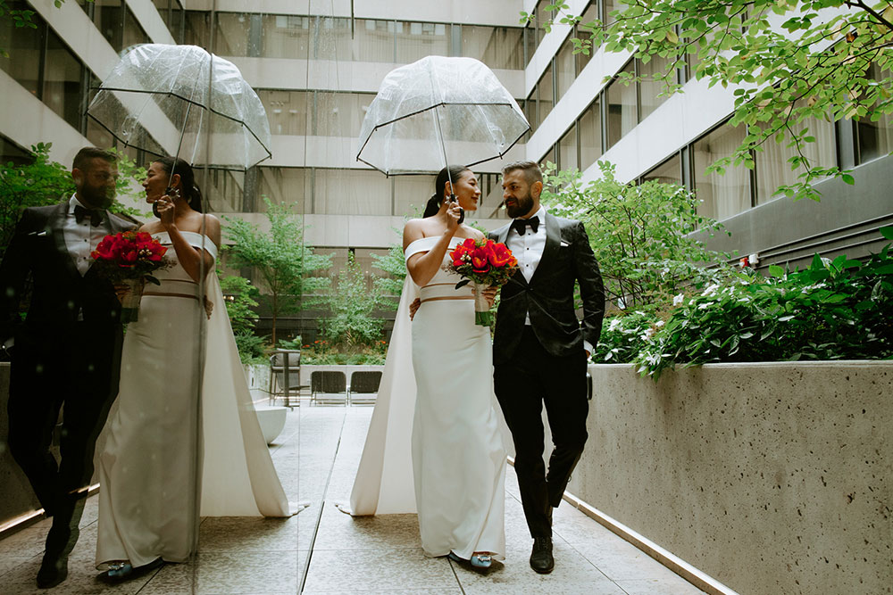 Sassafraz Yorkville Wedding Photography of the bride & groom walking candidly after the reveal at the W hotel 