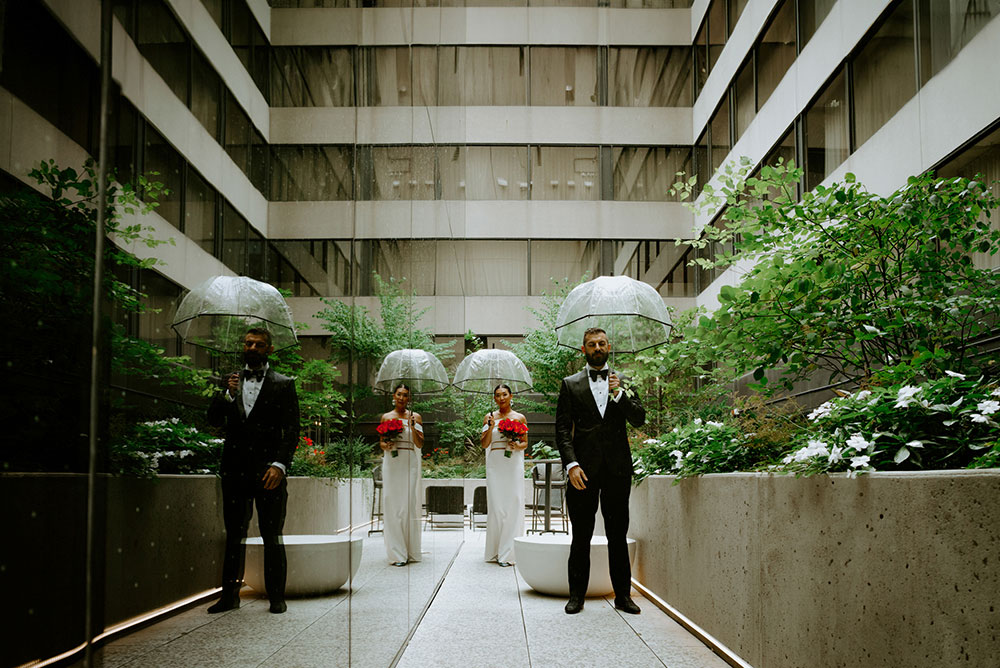 Sassafraz Yorkville Wedding Photography of the bride & groom about to share their reveal at the W hotel 