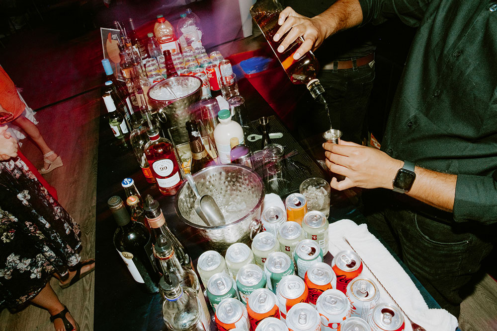 Drinks are pured at the Bar at this Toronto Jewish Wedding 
