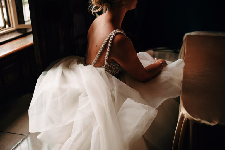 Banff Fairmont Wedding Photography of a bride wearing her Hayley Paige well sought after Dori gown during her wedding reception