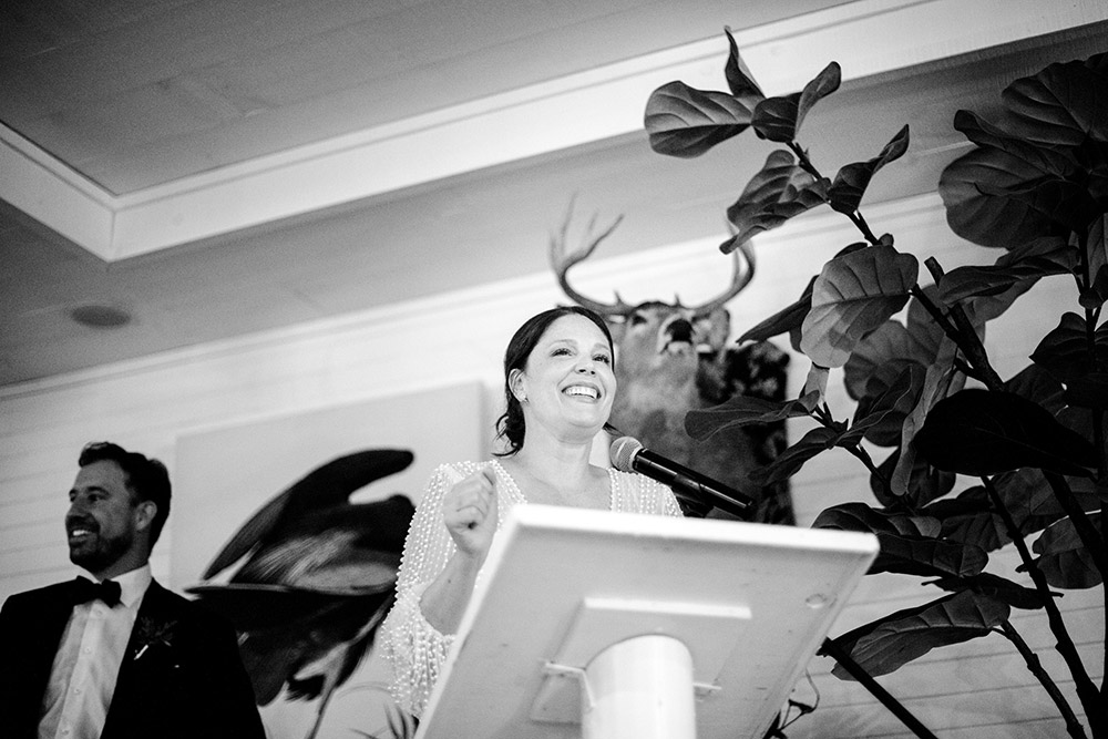 Bride delivers a speech at her Northridge Inn Wedding