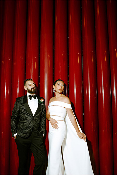 Toronto Wedding Photography of a Wedding Couple posing in a very high end style within the W hotel before their Sassafraz Wedding in Toronto