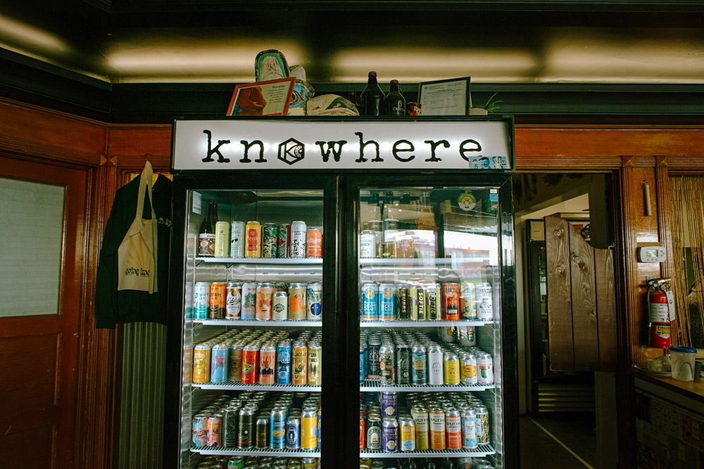 a fridge full of drinks at the knowhere public house in sudbury before science north wedding