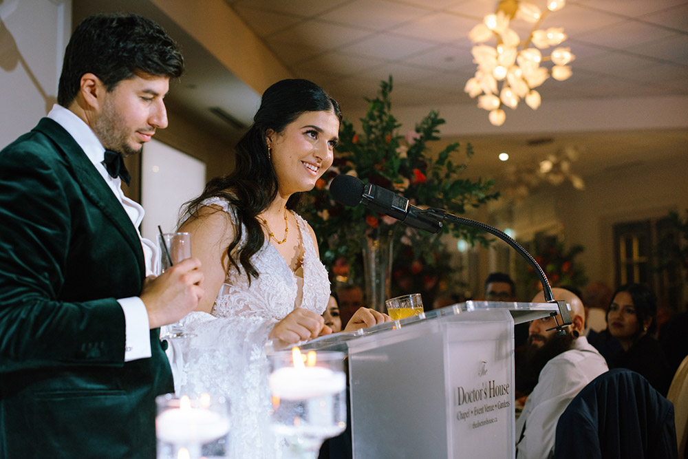 couple make their speech at The Doctor's House Wedding