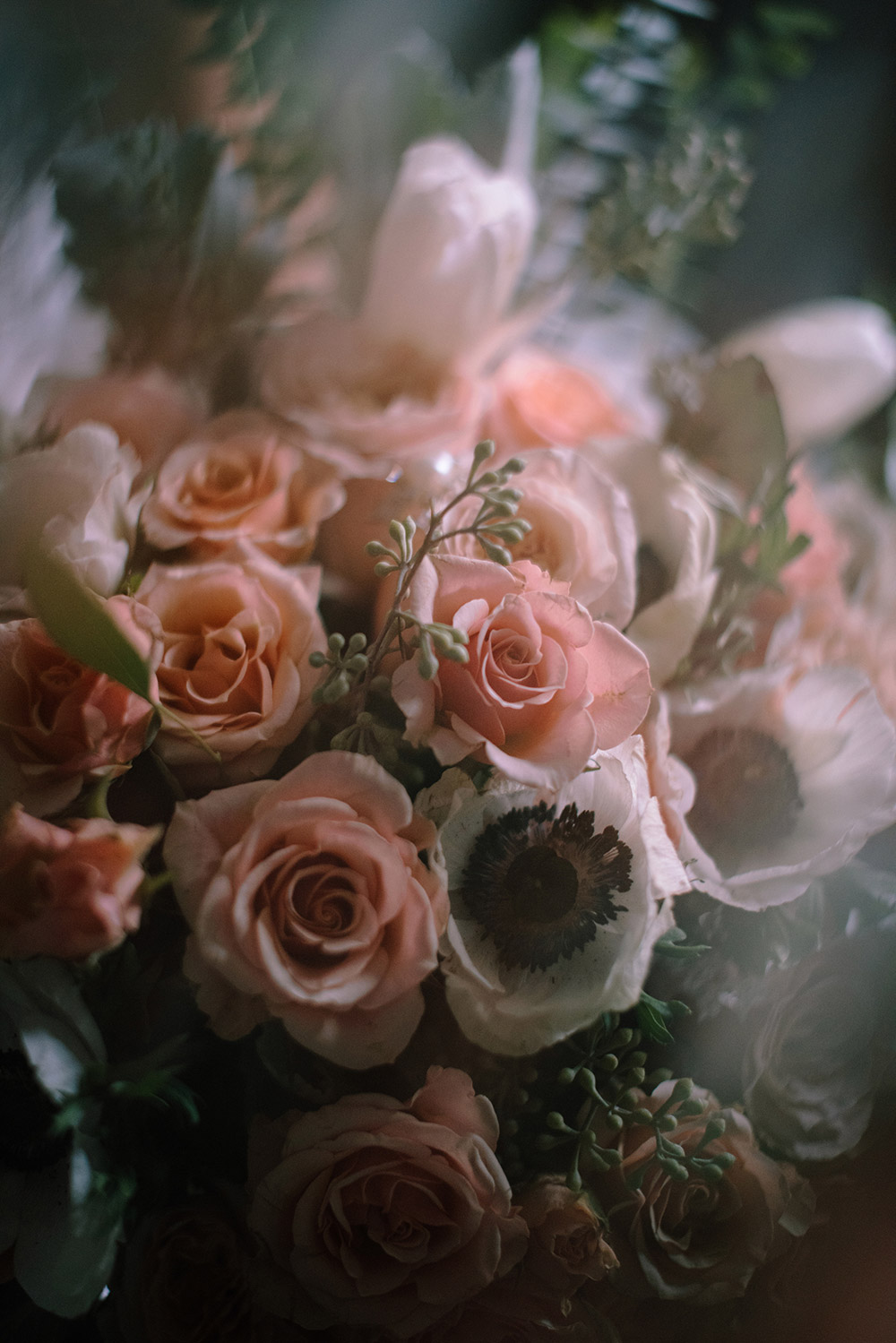 pink roses at The Doctor's House Wedding