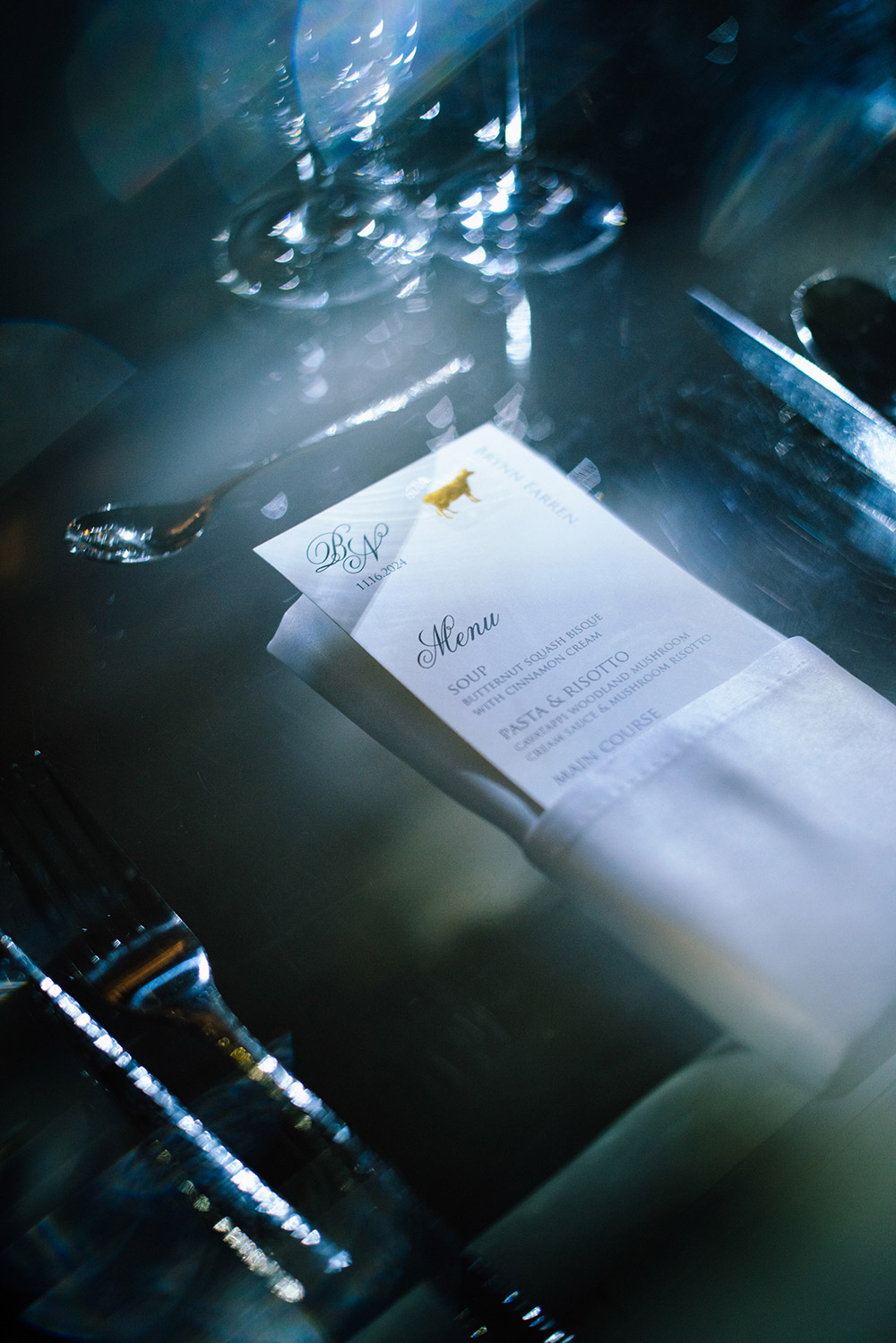 the menu for The Doctor's House Wedding